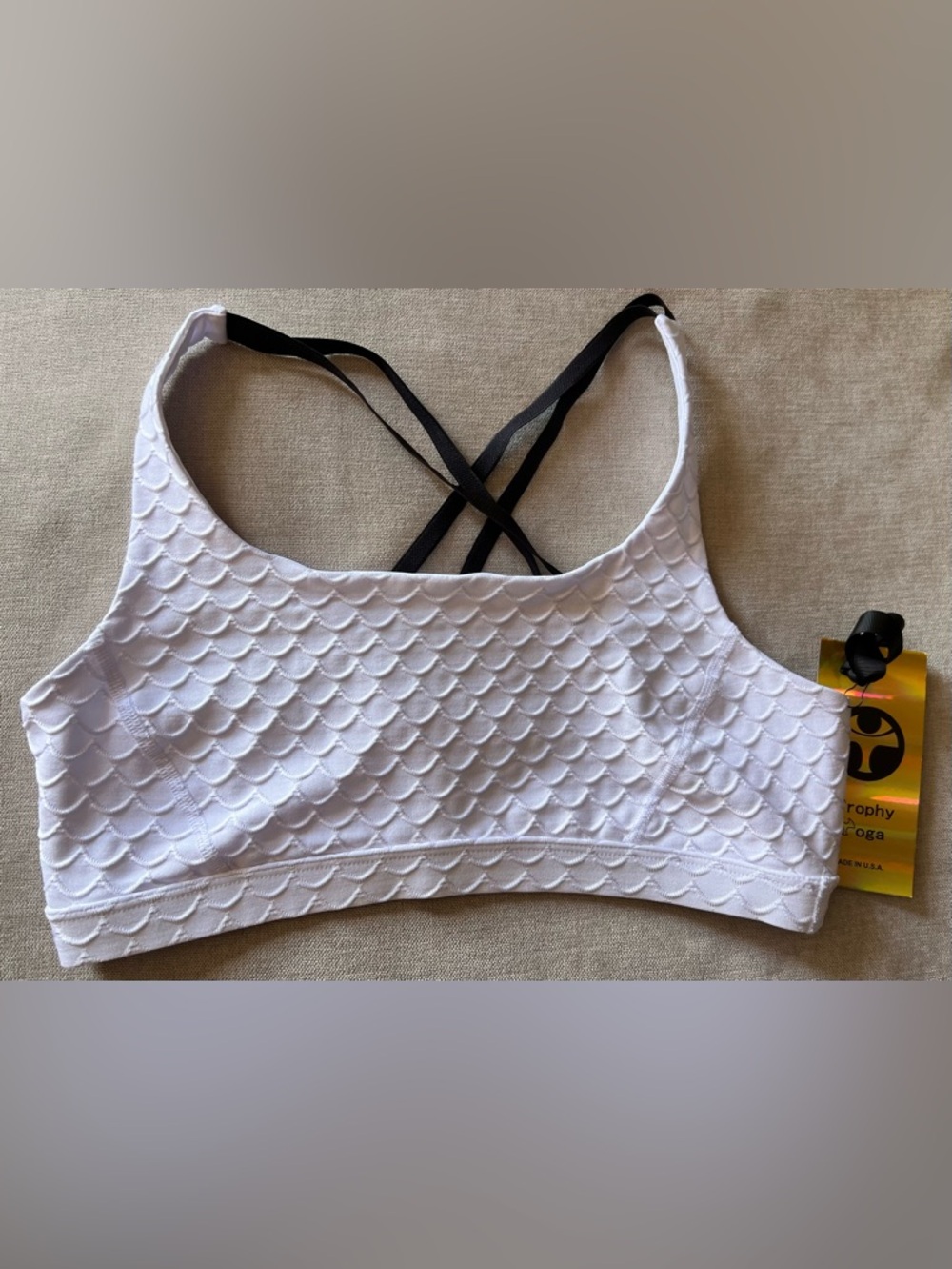 Textured White Crossback Sports Bralette